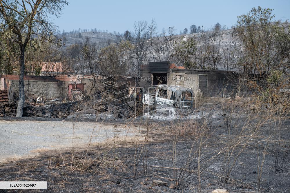 Aftermath of the huge fire in the Corbières Aude - France
