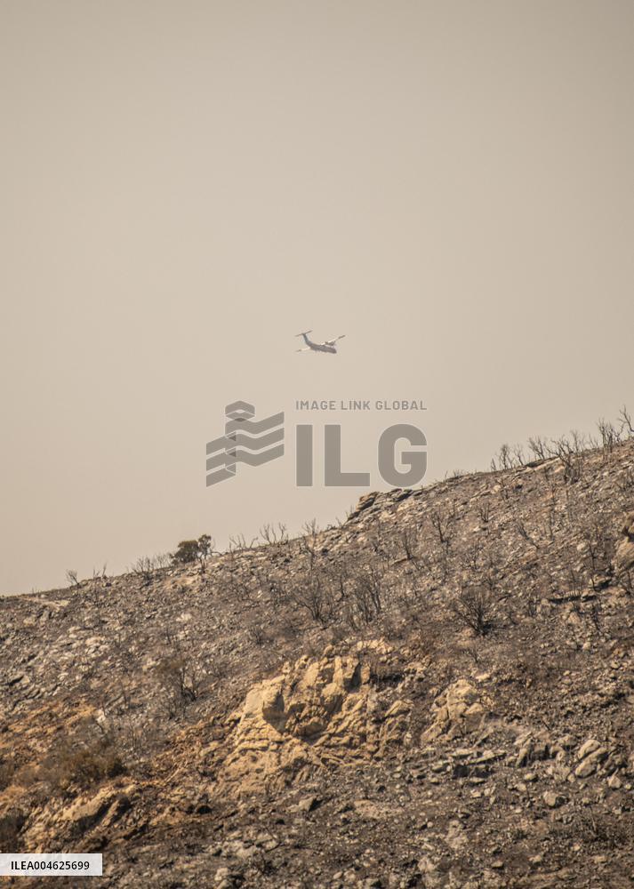 Aftermath of the huge fire in the Corbières Aude - France