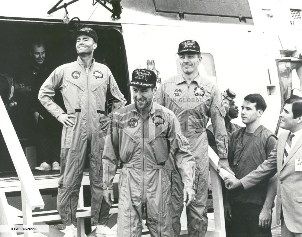 Apollo 13 Astronauts on the U.S.S. Iwo Jima