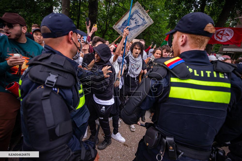 Police Clash With Pro Palestine Protesters - Netherlands