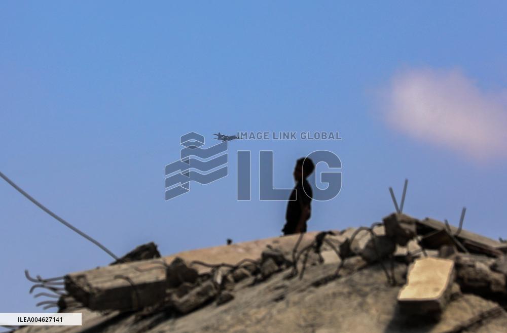 Humanitarian Aid is Airdropped over the Gaza City - Palestine