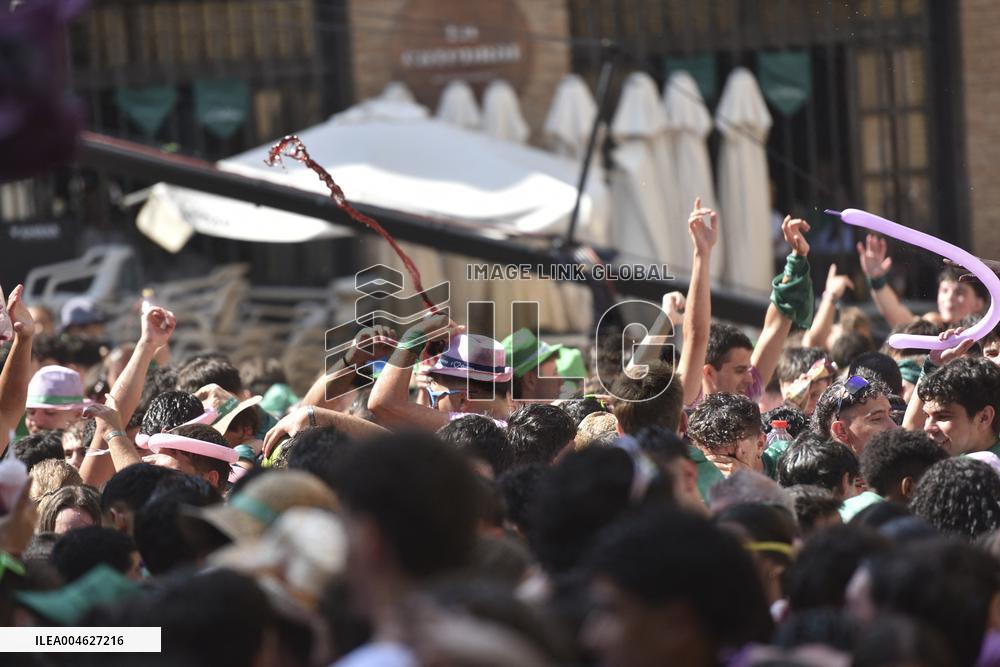 Chupinazo of the Fiestas of San Lorenzo in Huesca - Spain