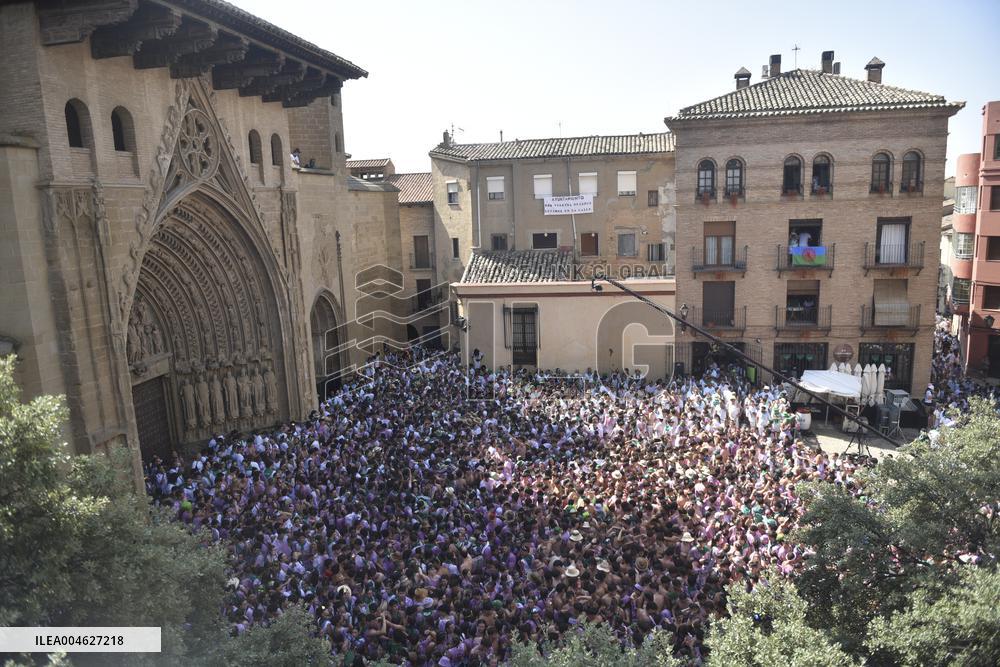 Chupinazo of the Fiestas of San Lorenzo in Huesca - Spain