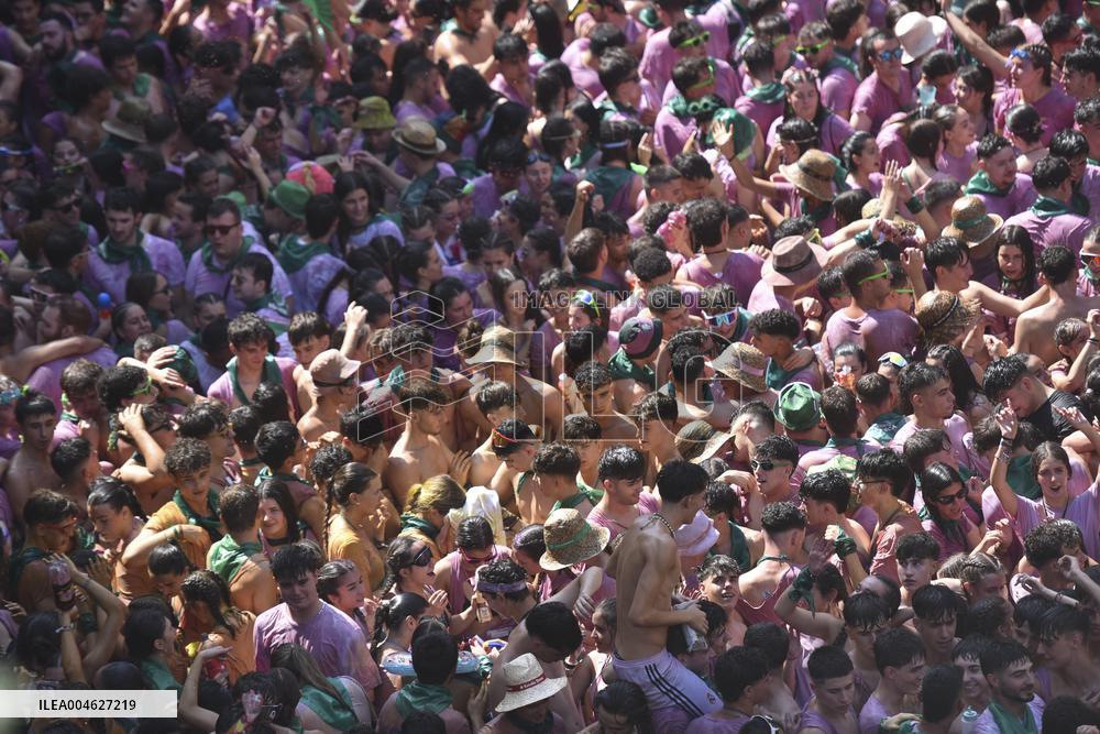 Chupinazo of the Fiestas of San Lorenzo in Huesca - Spain