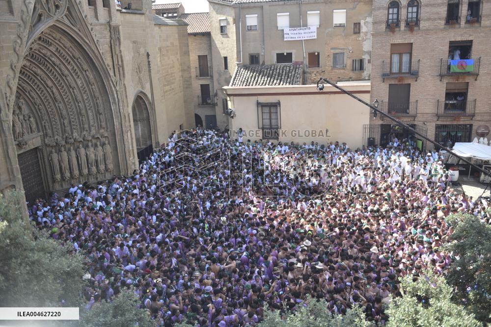 Chupinazo of the Fiestas of San Lorenzo in Huesca - Spain