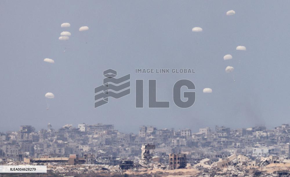 Aid Packages Are Airdropped Over The Gaza Strip - Palestine