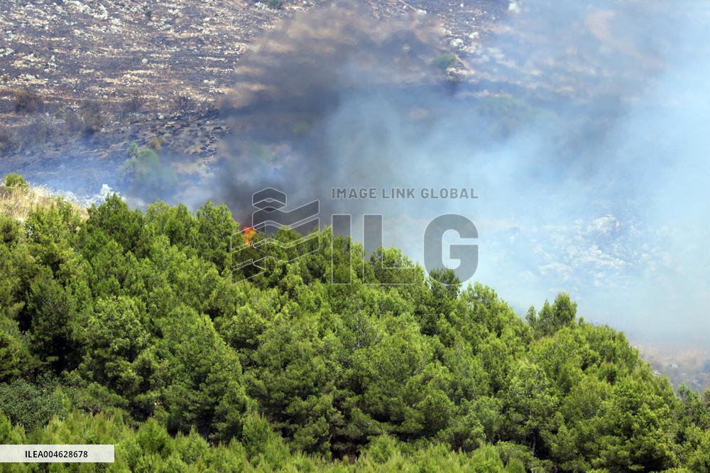 Fire Response in Santa Cristina Gela Helicopters Deployed - Italy