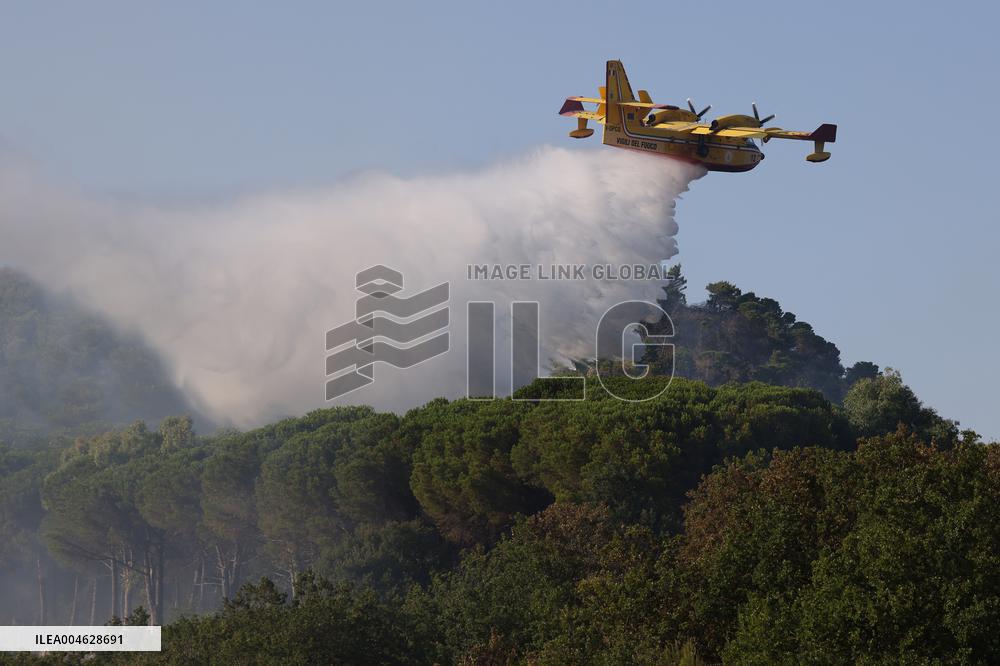 Fire Response in Santa Cristina Gela Helicopters Deployed - Italy