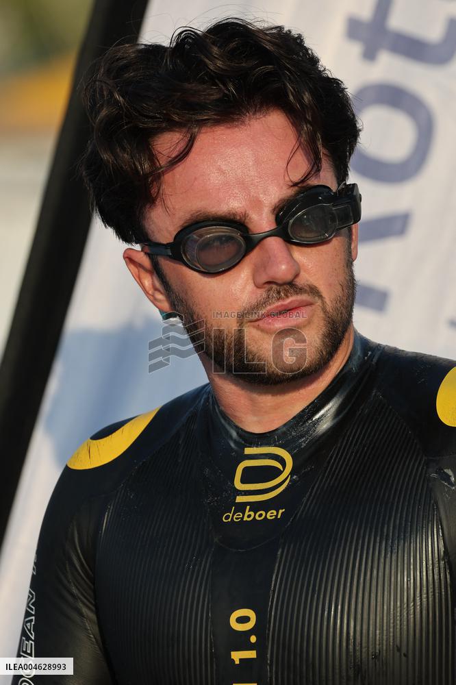 Noam Yaron at The Start of His 180 Km Swim from Calvi to Monaco