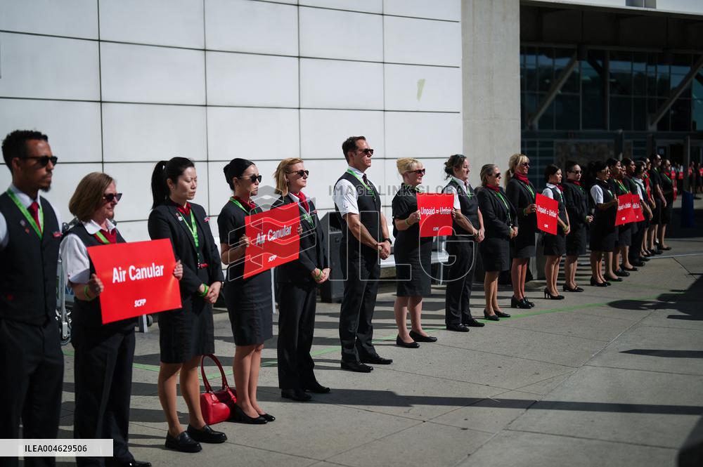 Air Canada Flight Attendants Hold Silent Protest at Vancouver Airport - Canada