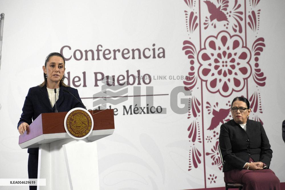 Mexican President Claudia Sheinbaum Holds Briefing Conference - Mexico