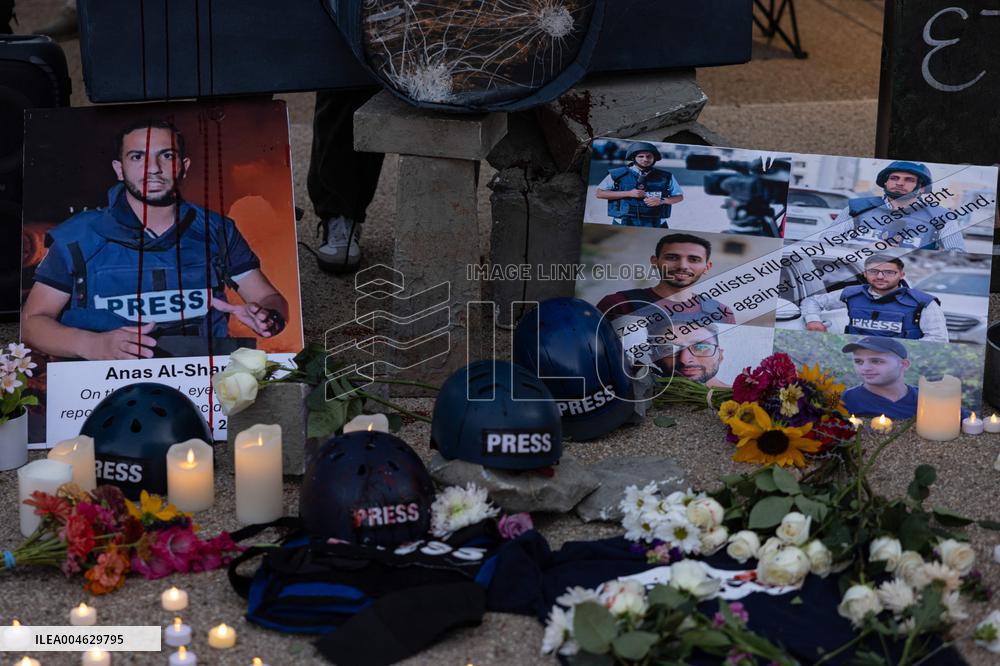 Vigil For Palestinian Journalists Killed By Israeli Forces - Washington DC