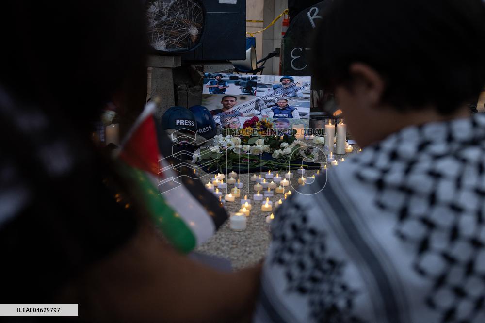 Vigil For Palestinian Journalists Killed By Israeli Forces - Washington DC