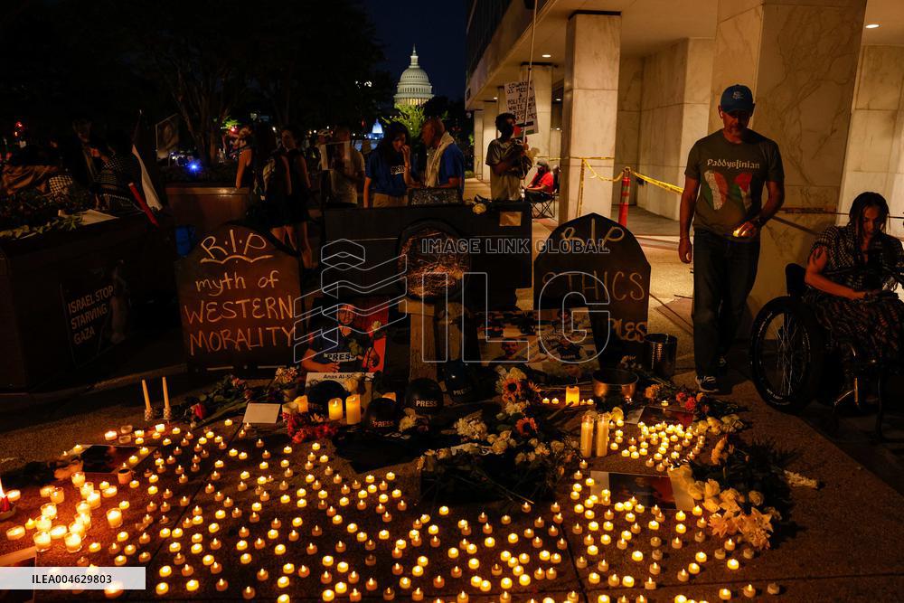 Vigil For Palestinian Journalists Killed By Israeli Forces - Washington DC
