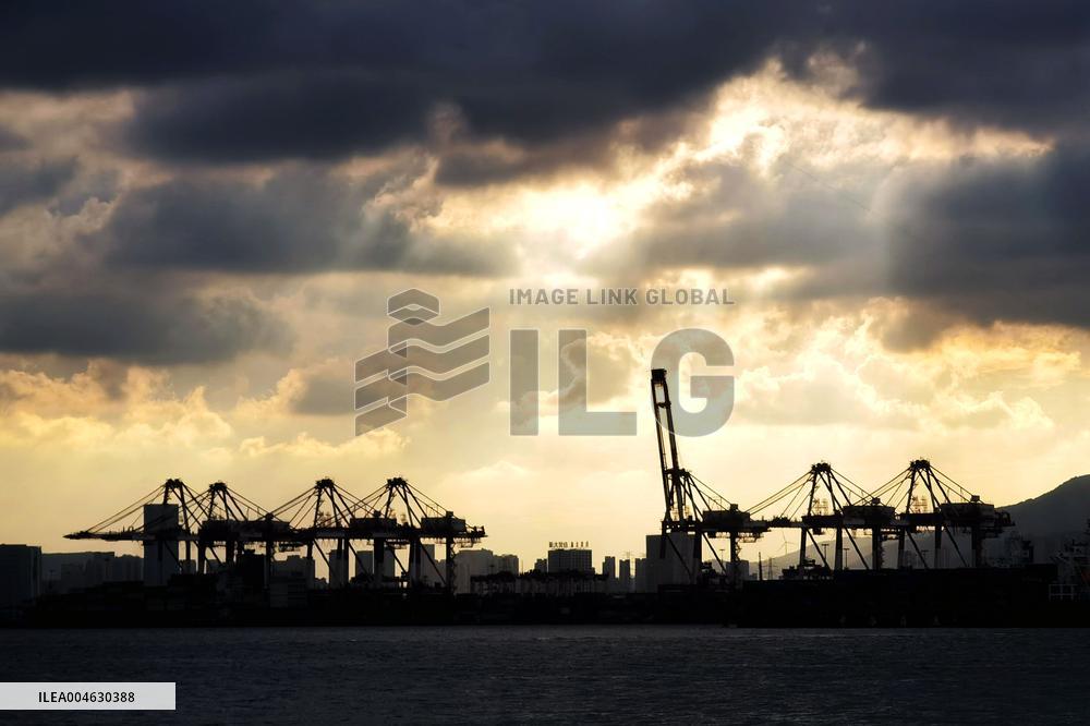 Qingdao Port Under The Setting Sun