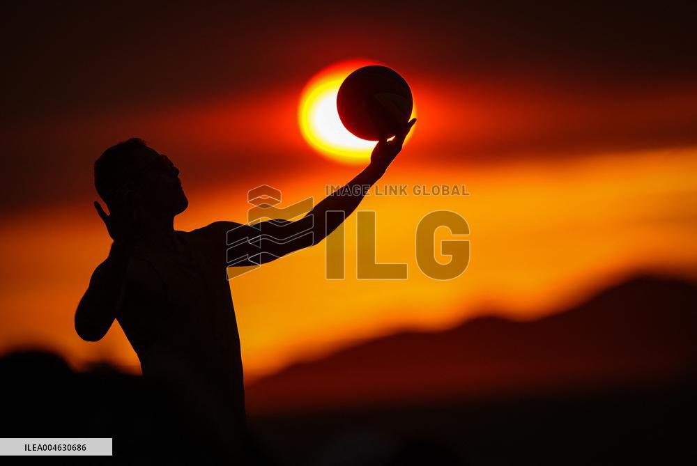 Illustration - Silhouetted at Sunset Amidst Vancouver Island Wildfires - Canada
