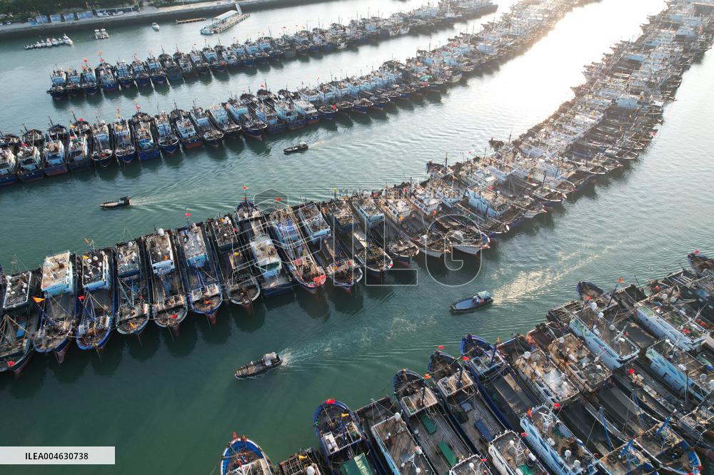 Ships in Port to Take Shelter from The Typhoon - China