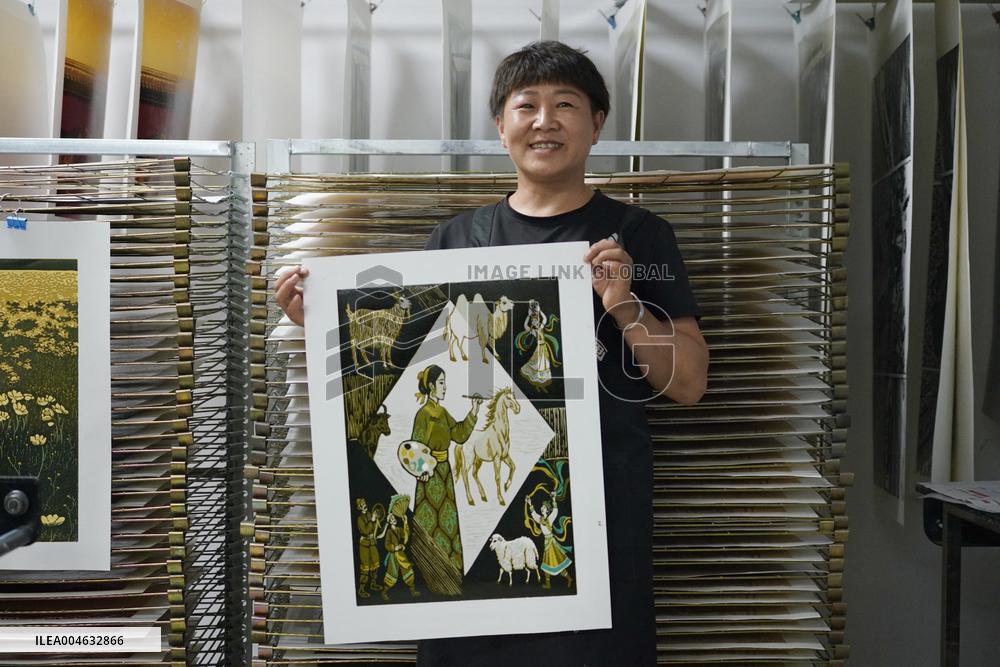 Jarud Woodblock Painting in Inner Mongolia - China