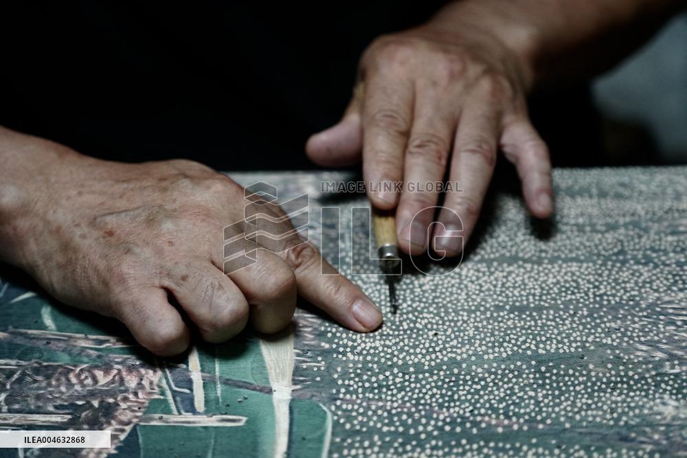 Jarud Woodblock Painting in Inner Mongolia - China