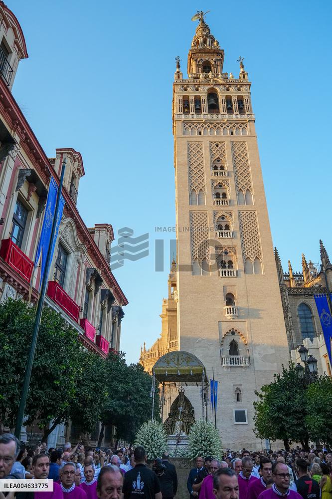 Procession of The Virgen De Los Reyes, Patron Saint of Seville - Spain
