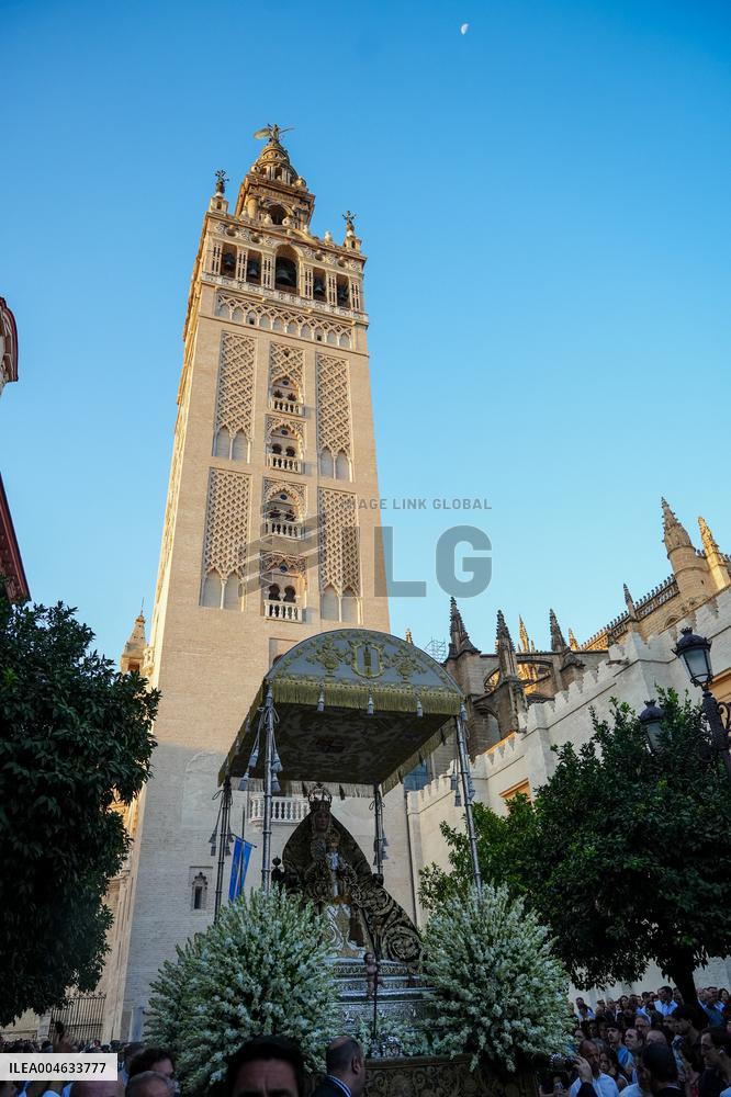 Procession of The Virgen De Los Reyes, Patron Saint of Seville - Spain