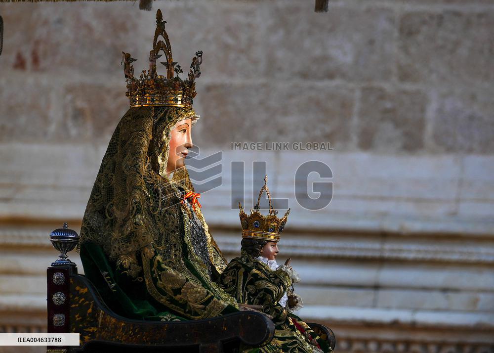 Procession of The Virgen De Los Reyes, Patron Saint of Seville - Spain