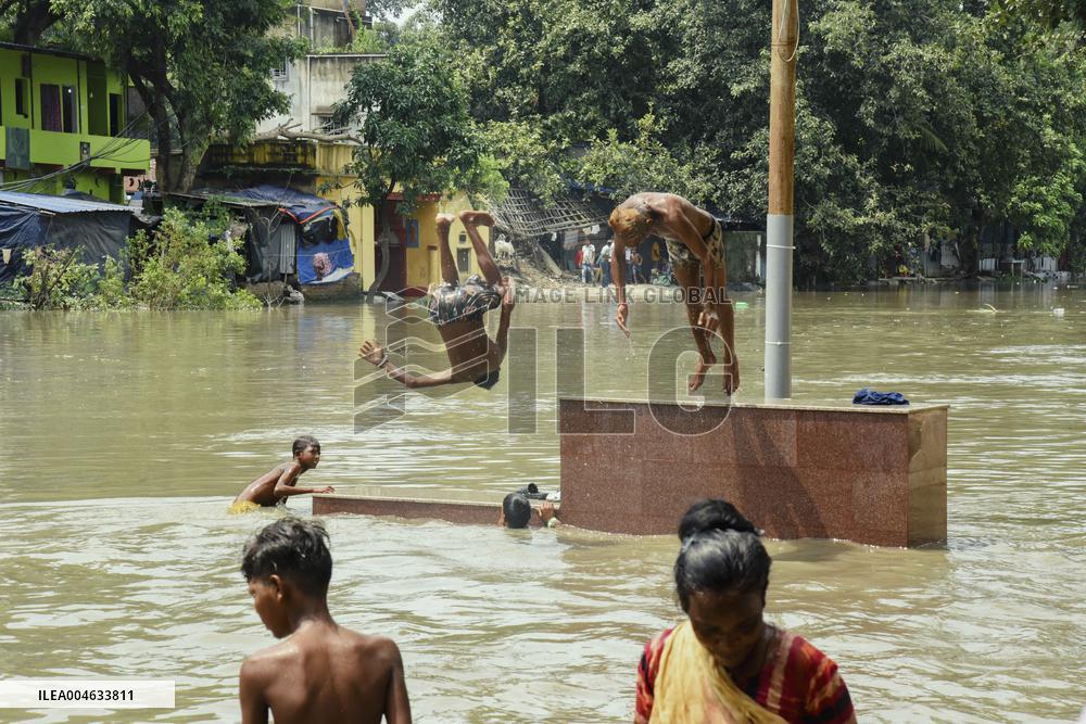 High Tide Submerges Sacred Site Kolkata - India