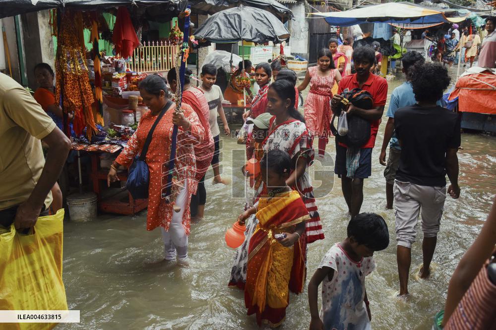 High Tide Submerges Sacred Site Kolkata - India