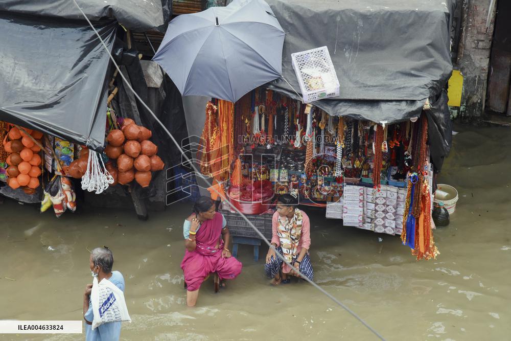High Tide Submerges Sacred Site Kolkata - India