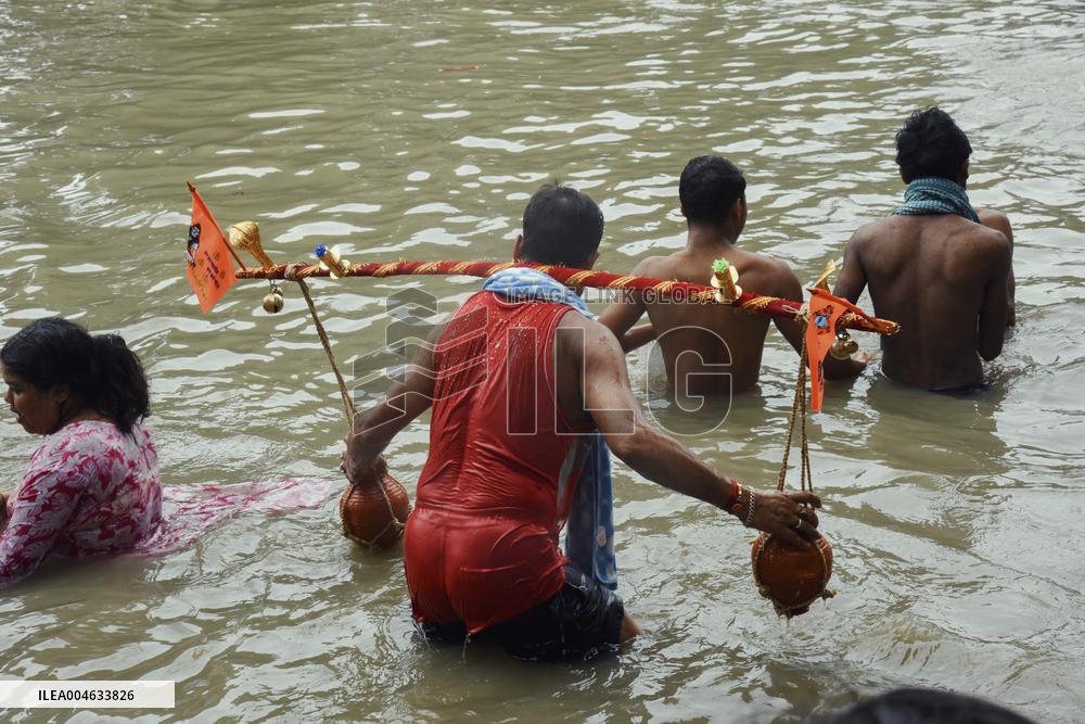 High Tide Submerges Sacred Site Kolkata - India