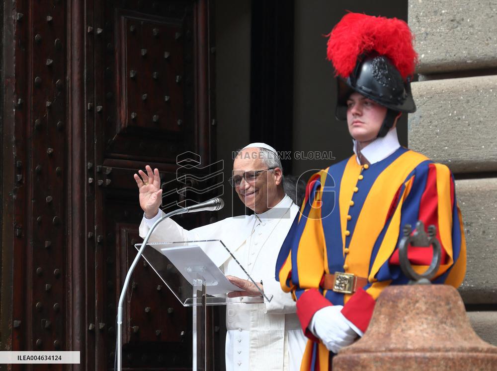 Pope Leo XIV Leads The Angelus prayer - Castel Gandolfo
