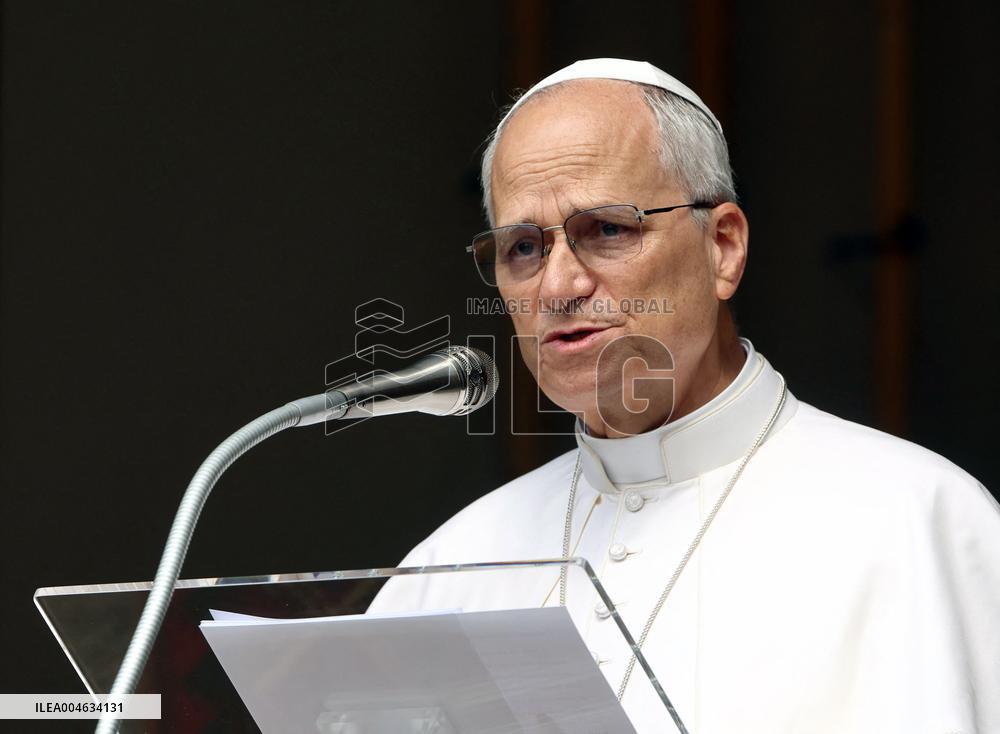 Pope Leo XIV Leads The Angelus prayer - Castel Gandolfo