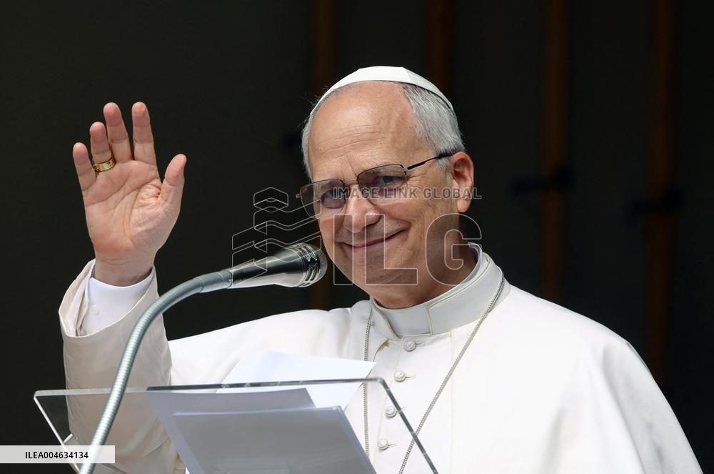 Pope Leo XIV Leads The Angelus prayer - Castel Gandolfo