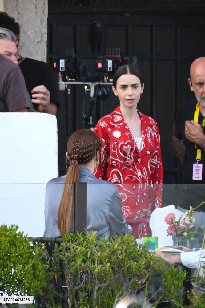 Lily Collins and Ashley Park on Emily in Paris Set in Venice - Italy