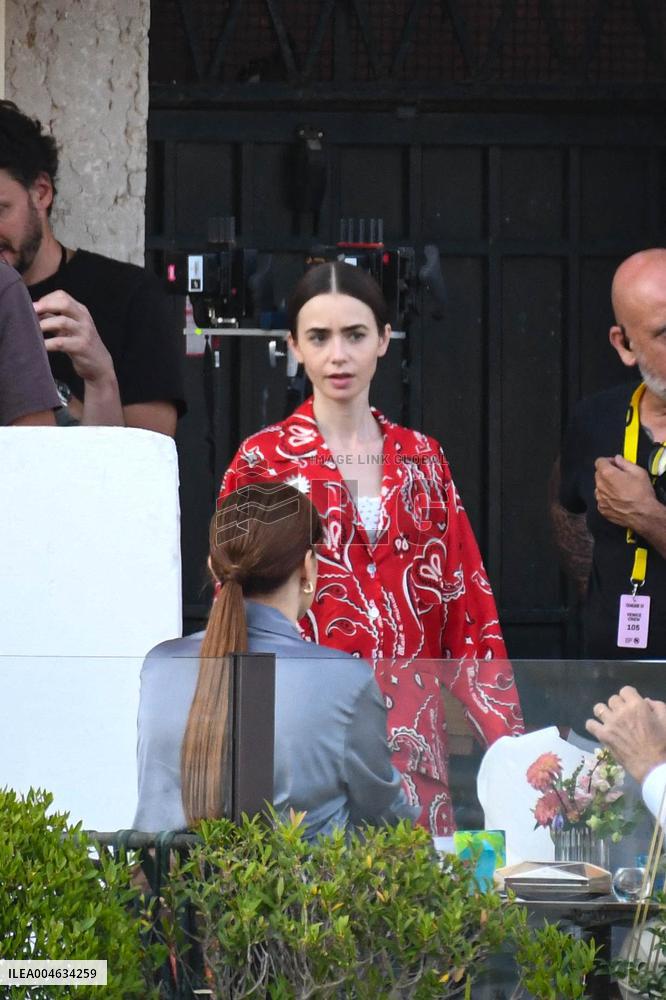 Lily Collins and Ashley Park on Emily in Paris Set in Venice - Italy