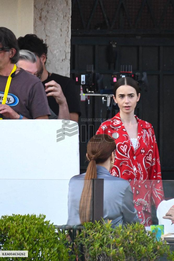 Lily Collins and Ashley Park on Emily in Paris Set in Venice - Italy