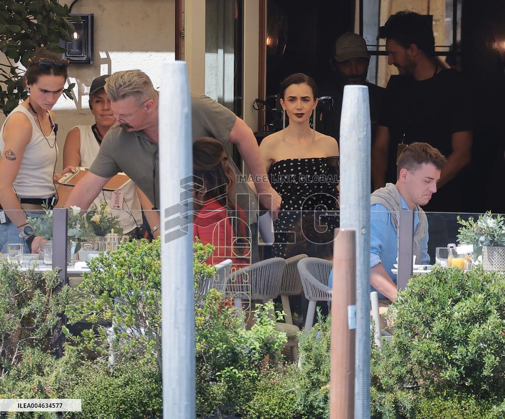 Lily Collins and Ashley Park on Emily in Paris Set in Venice - Italy