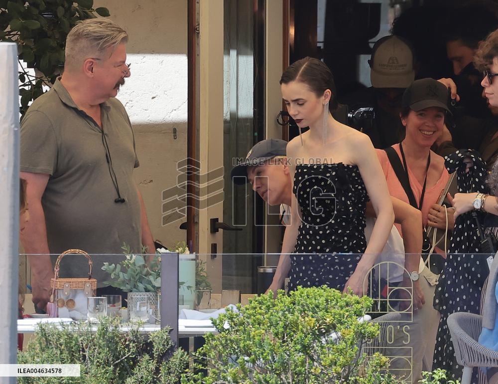 Lily Collins and Ashley Park on Emily in Paris Set in Venice - Italy
