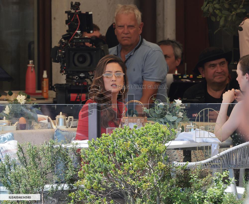 Lily Collins and Ashley Park on Emily in Paris Set in Venice - Italy
