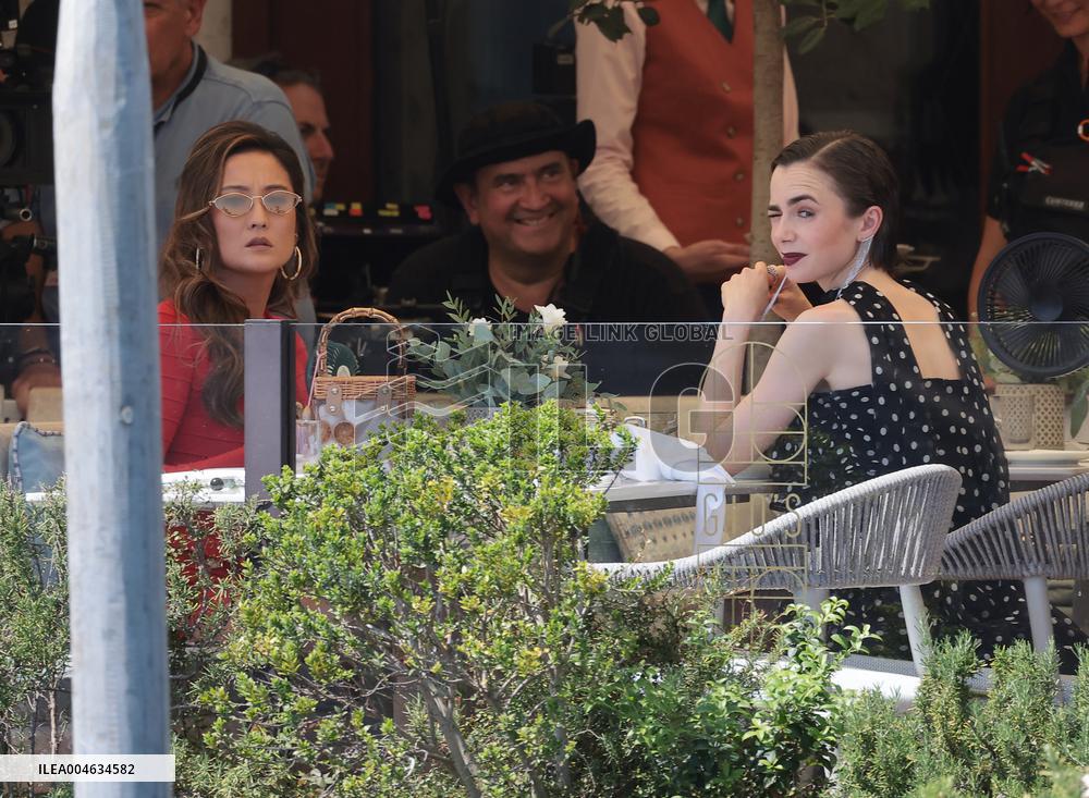 Lily Collins and Ashley Park on Emily in Paris Set in Venice - Italy