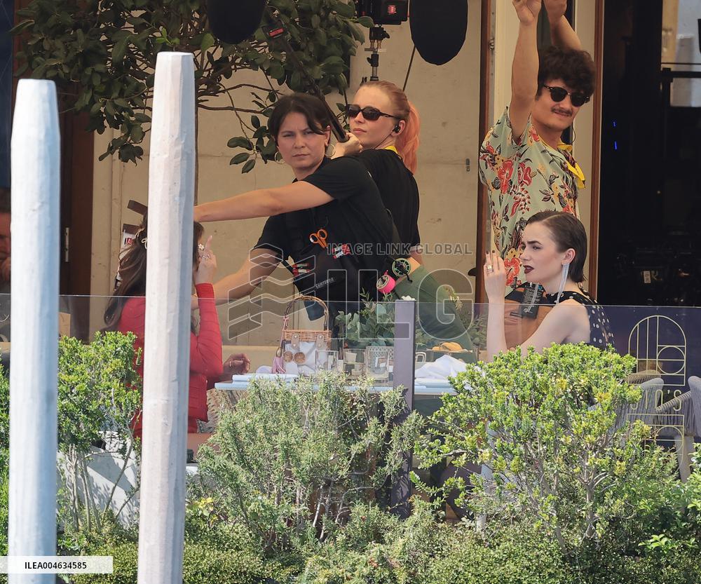 Lily Collins and Ashley Park on Emily in Paris Set in Venice - Italy