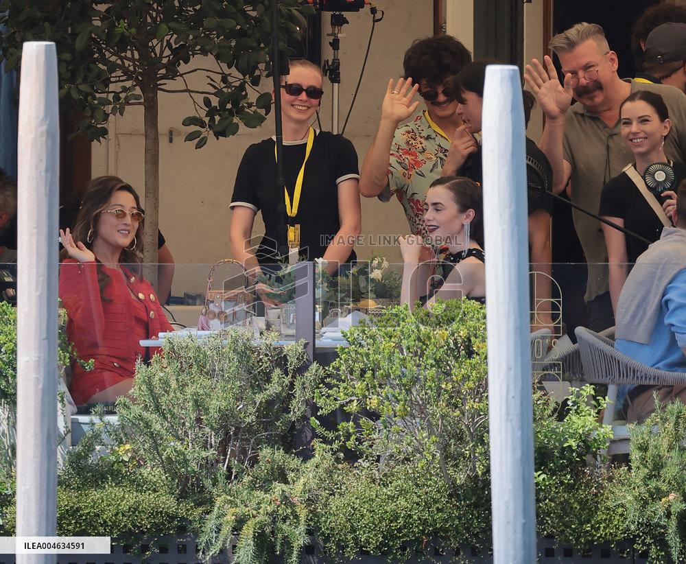 Lily Collins and Ashley Park on Emily in Paris Set in Venice - Italy