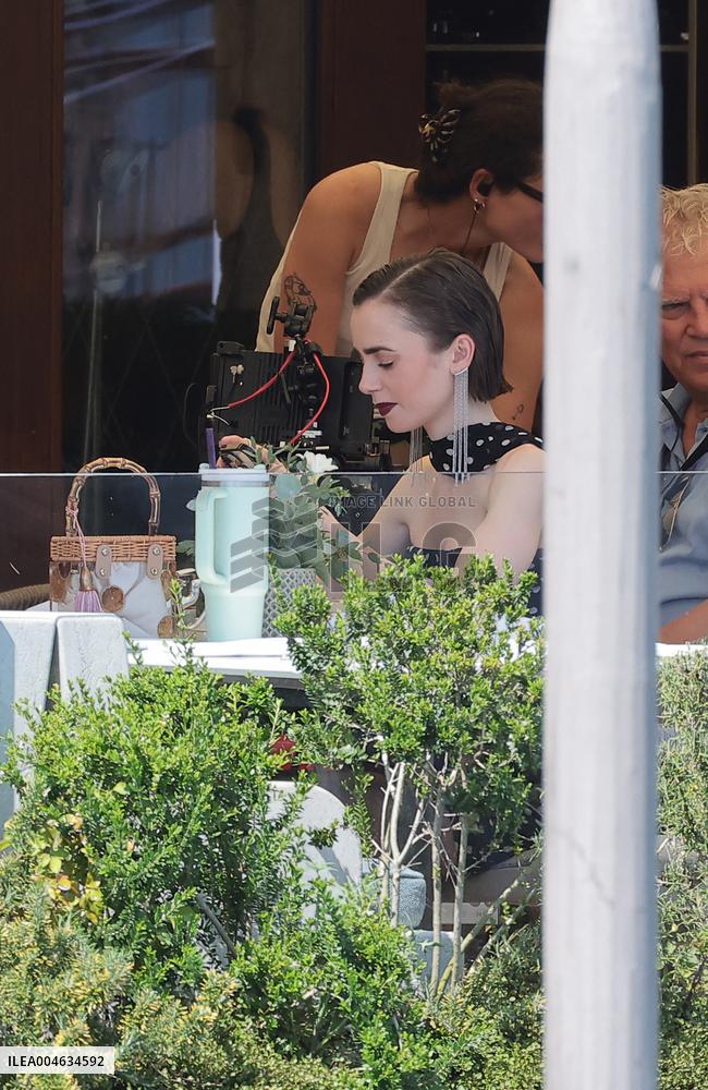 Lily Collins and Ashley Park on Emily in Paris Set in Venice - Italy