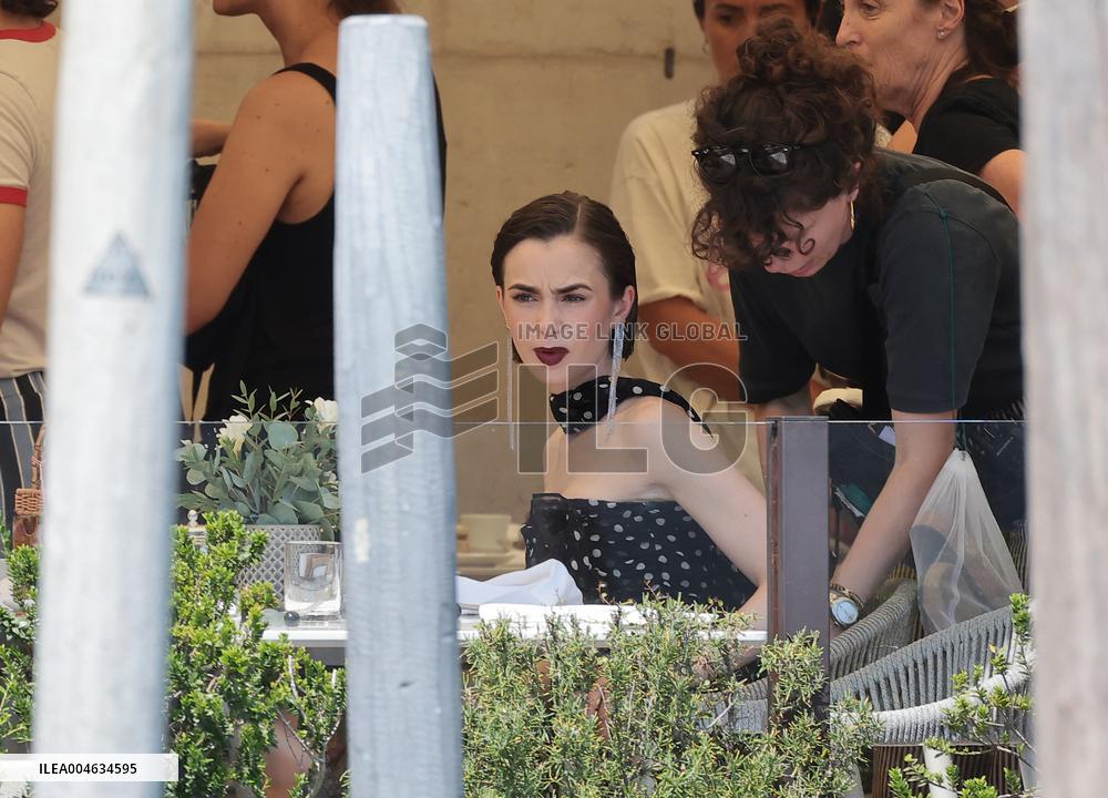 Lily Collins and Ashley Park on Emily in Paris Set in Venice - Italy