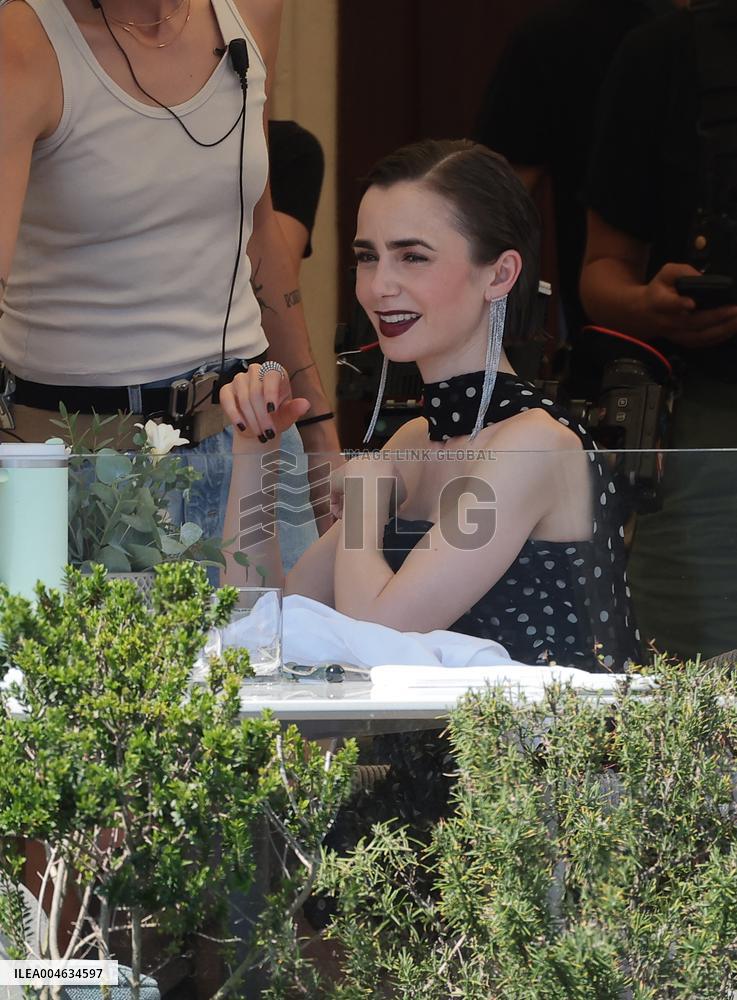 Lily Collins and Ashley Park on Emily in Paris Set in Venice - Italy