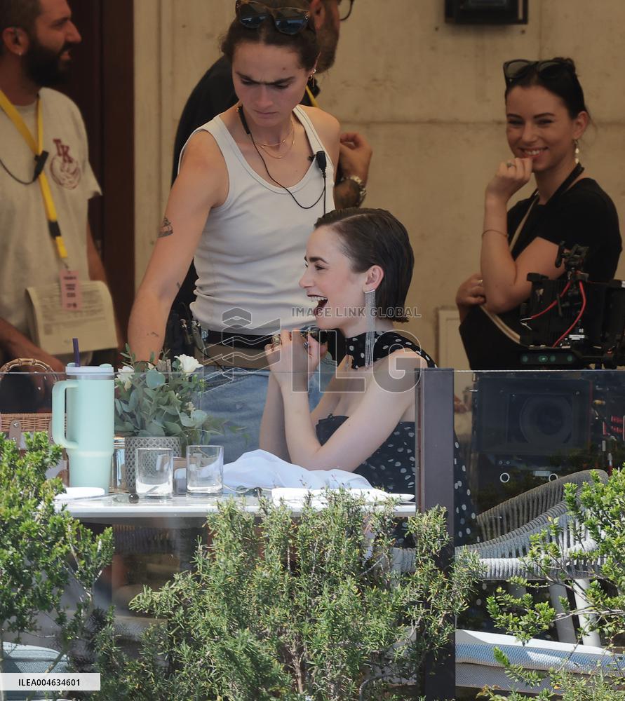 Lily Collins and Ashley Park on Emily in Paris Set in Venice - Italy