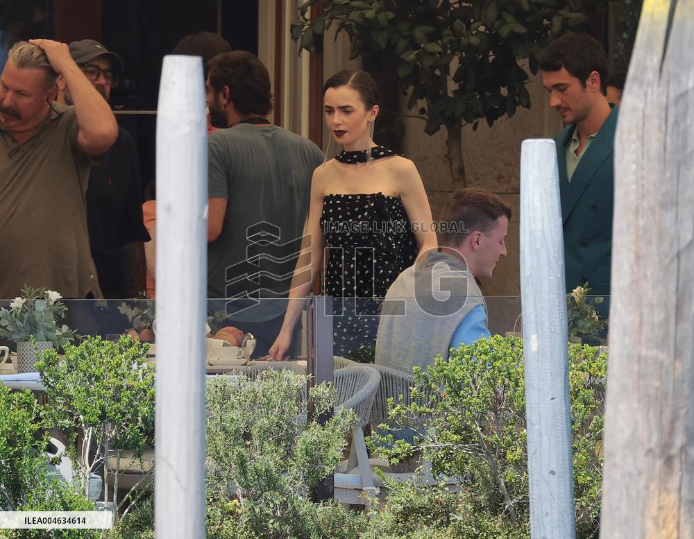 Lily Collins and Ashley Park on Emily in Paris Set in Venice - Italy