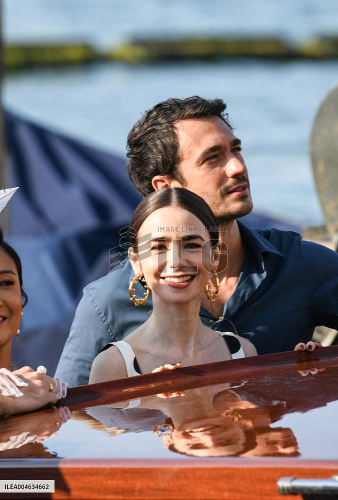 Lily Collins and Cast on Emily in Paris Set in Venice - Italy