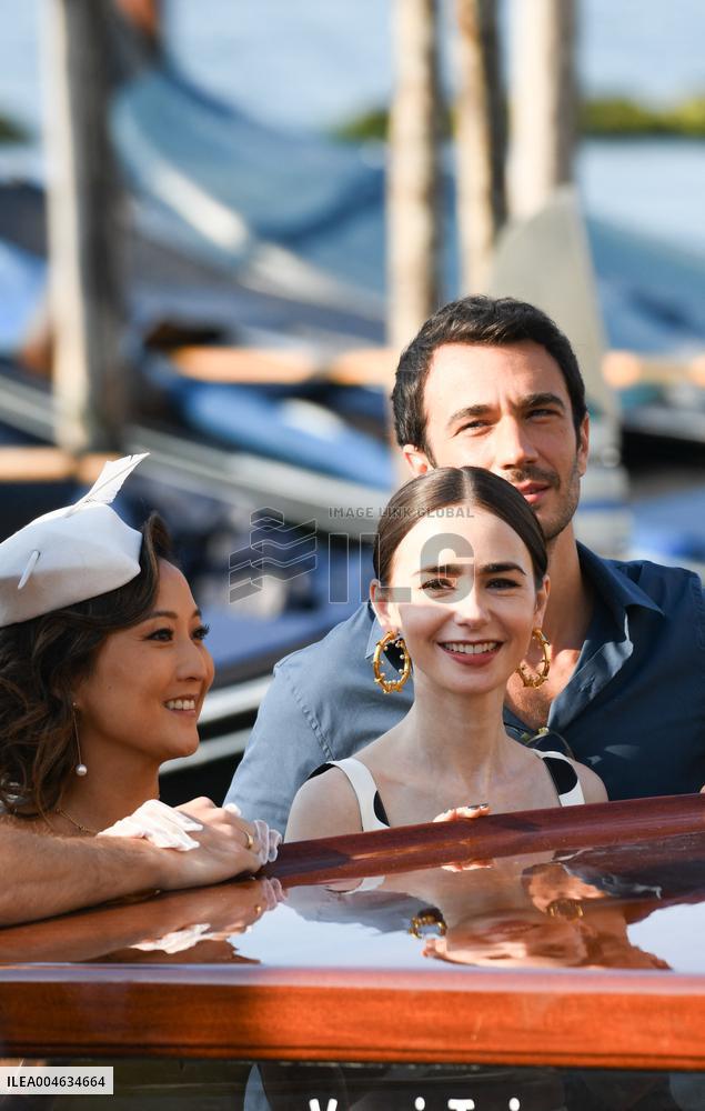 Lily Collins and Cast on Emily in Paris Set in Venice - Italy