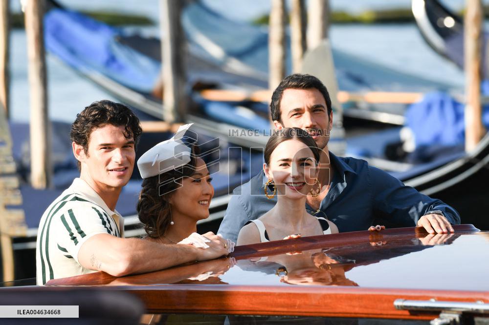 Lily Collins and Cast on Emily in Paris Set in Venice - Italy